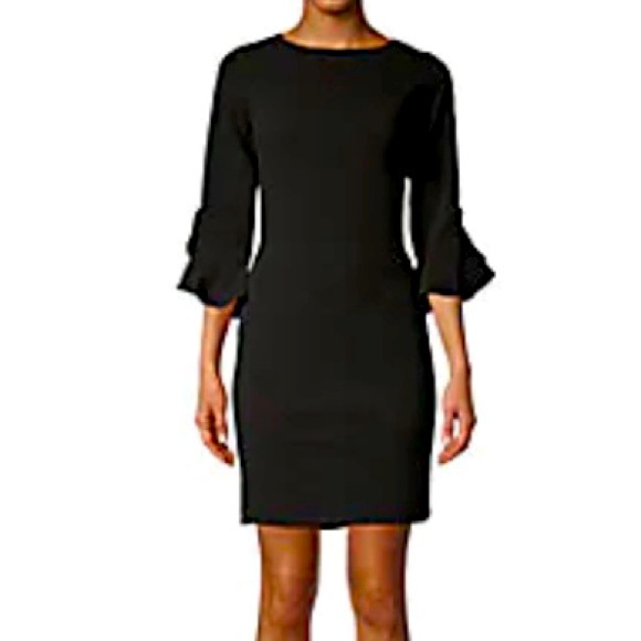 Ruffle-cuffed sheath dress. - Picture 1 of 2